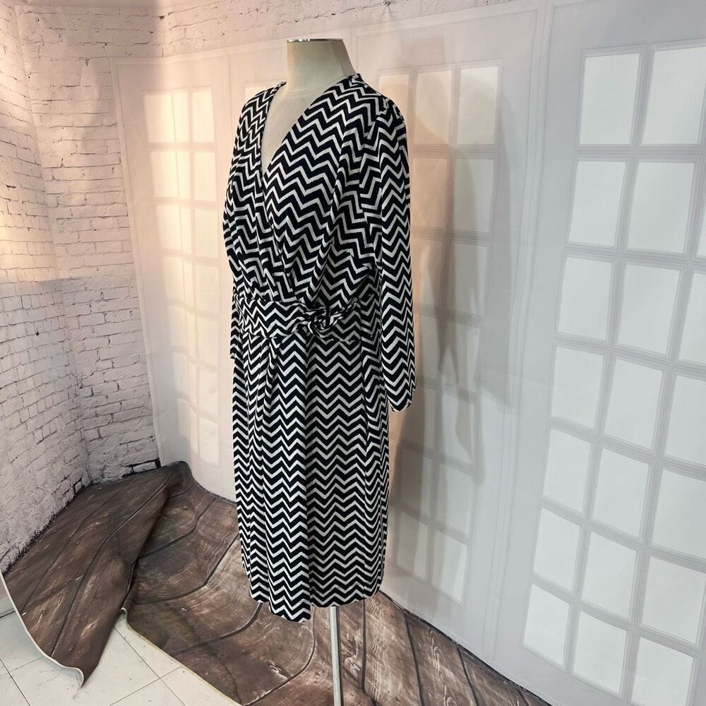 Talbots black & white zig zag print 3/4 sleeve dress size 2x - Picture 3 of 10
